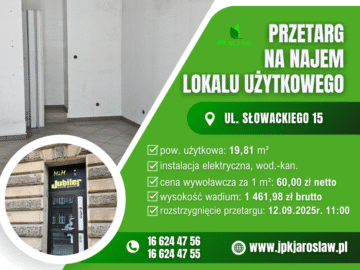 Przetarg ustny – ul. Słowackiego 15 (19,81 m2)