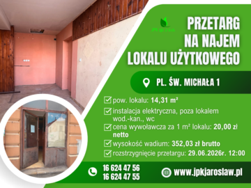 Przetarg ustny – plac Świętego Michała (14,31 m2)